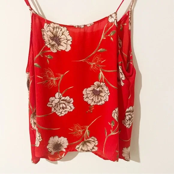 Red Floral Top with Spaghetti Straps - Picture 3 of 9